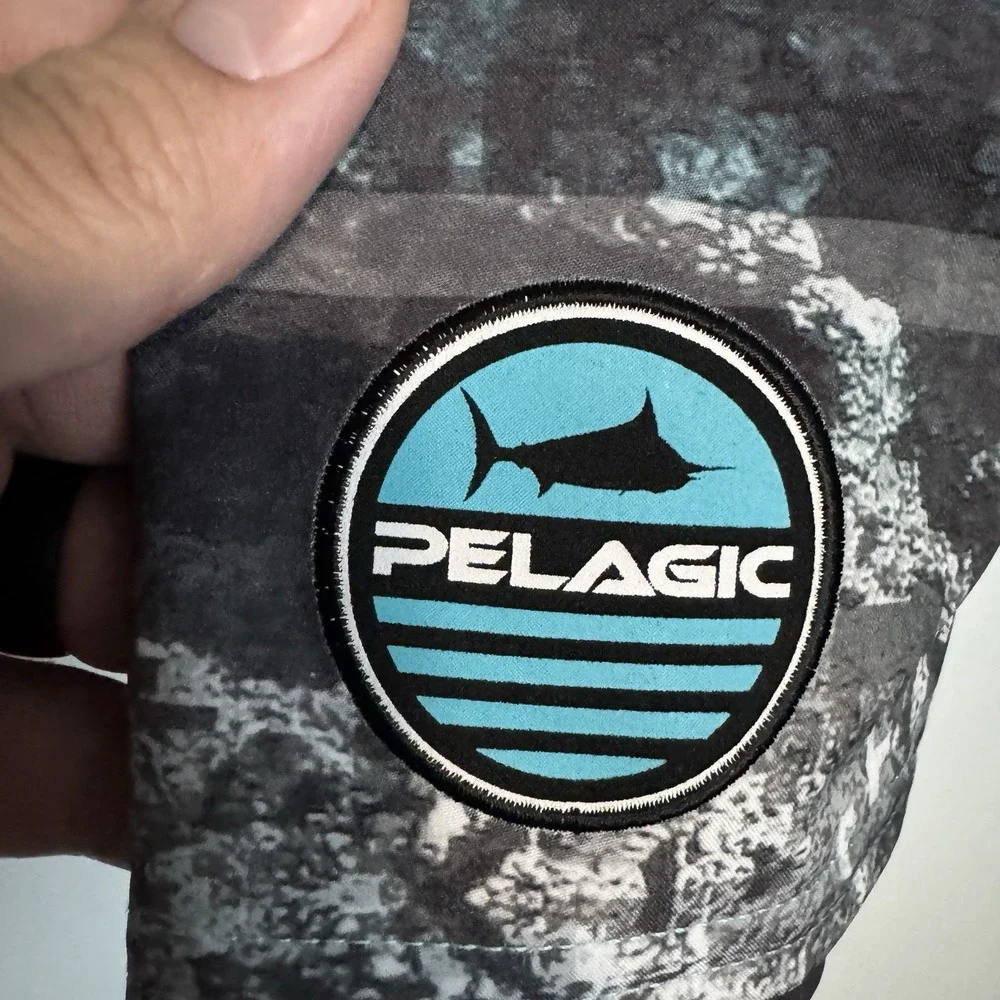 Pelagic Argonaut Board Shorts Mens 30 Teal Black Swim Fishing Surfing Unlined